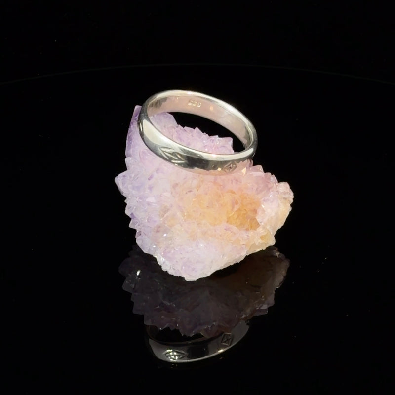 Hand Engraved Sterling Silver Ring Band