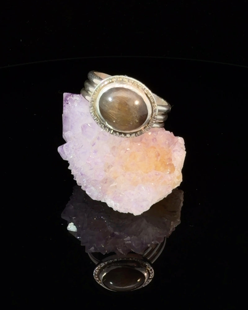 Gold Feldspar Cocktail Ring in Silver