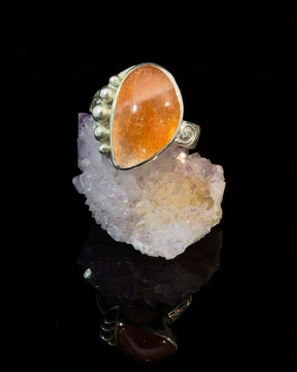 Tanzanian Sunstone Solitaire Ring in Silver
