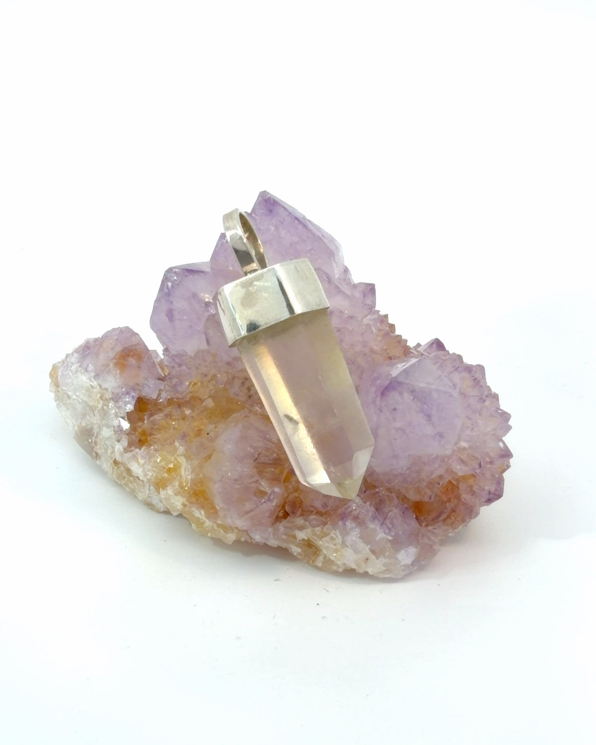 Quartz Crystal Point Pendant in Silver
