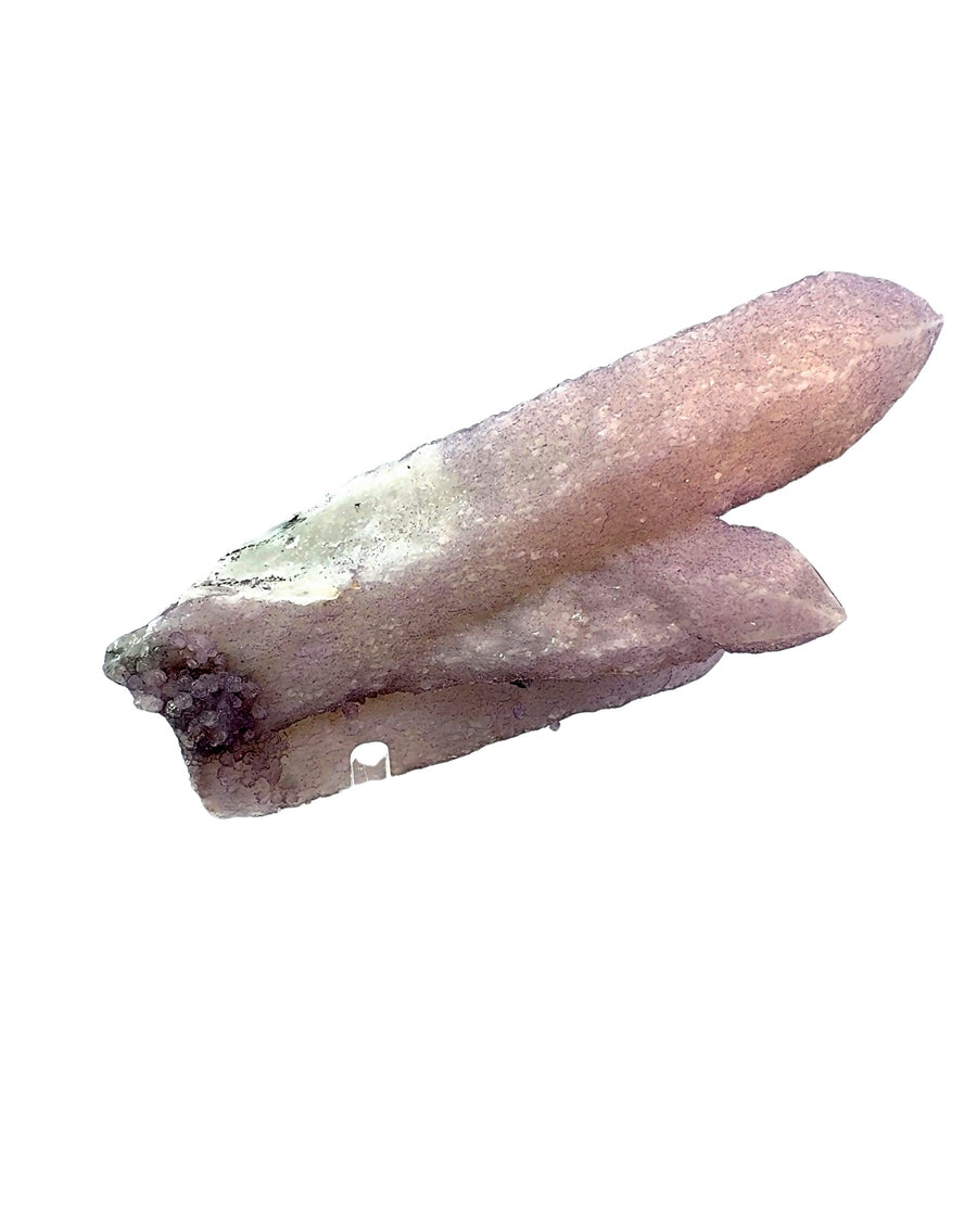 Fluorite on candle Quartz Mineral Specimen from Mongolia