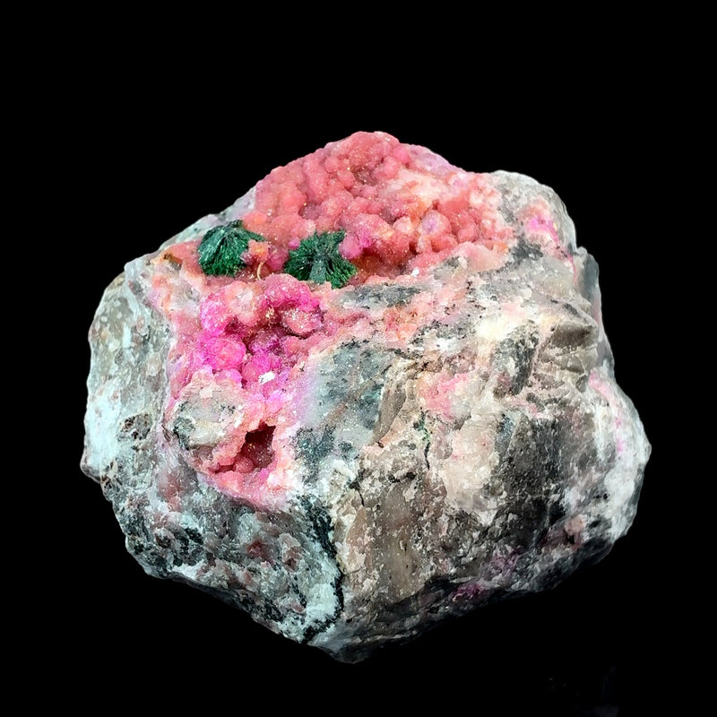 Pink Cobaltian Calcite with Malachite on Matrix | Congo Mineral Specimen | 353g