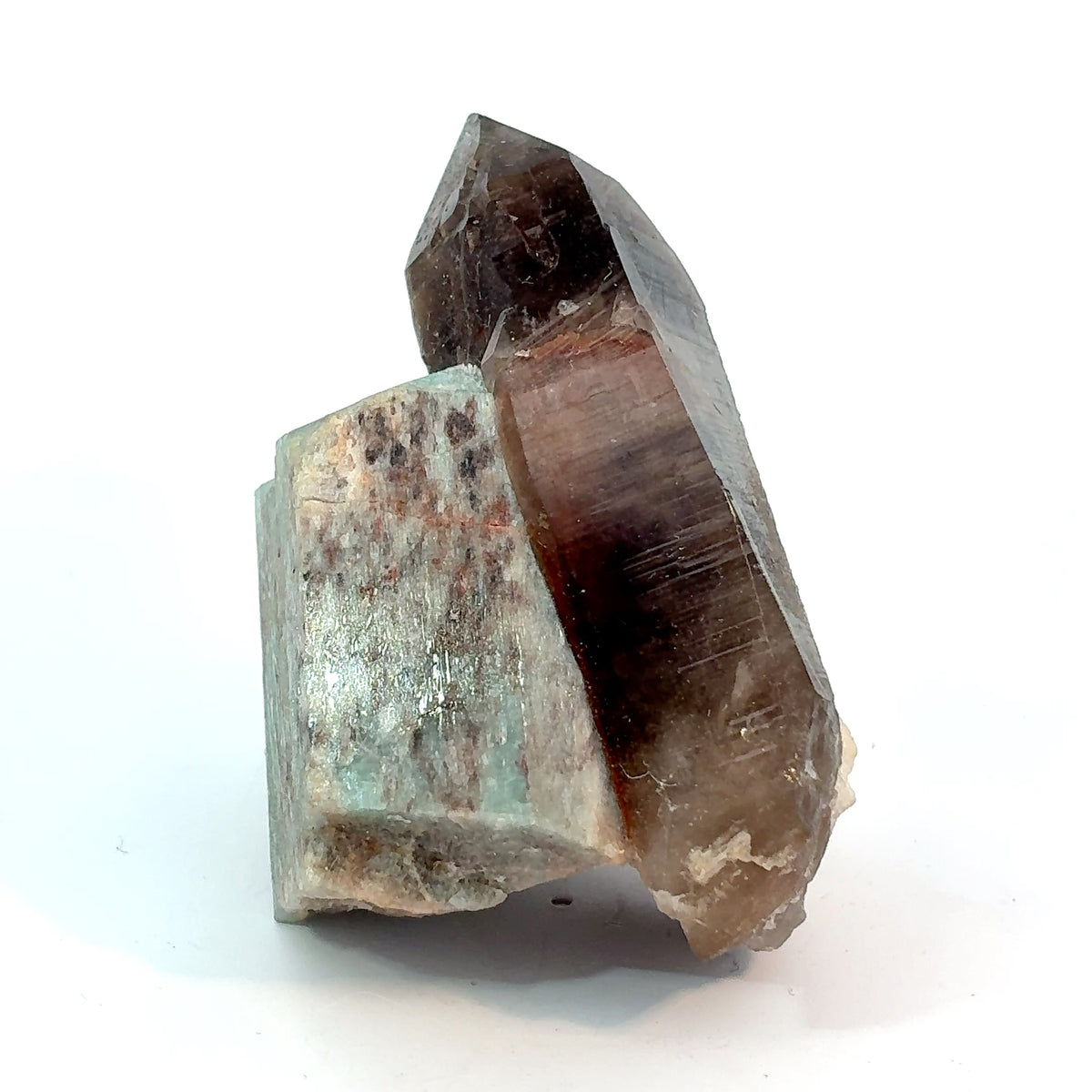 Natural blue Amazonite with Smoky Quartz mineral specimen from Colorado USA, 100 grams, 65 x 42 x 38 mm
