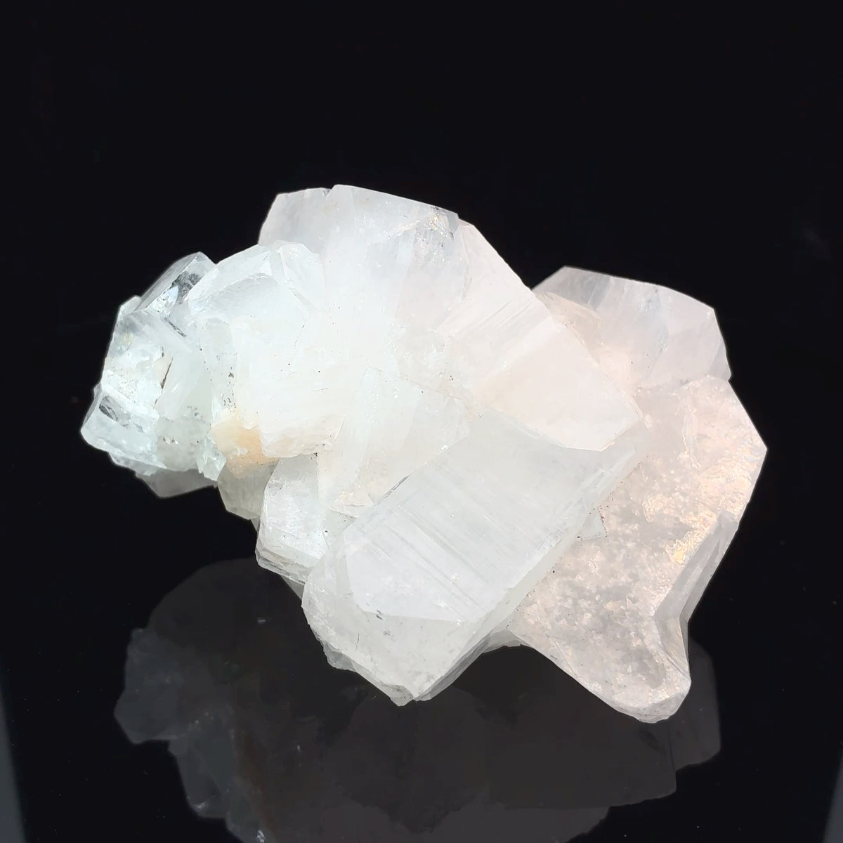 Clear Apophyllite mineral specimen with large pseudo-cubic crystals, 216 grams, measuring 82 x 68 x 50 mm