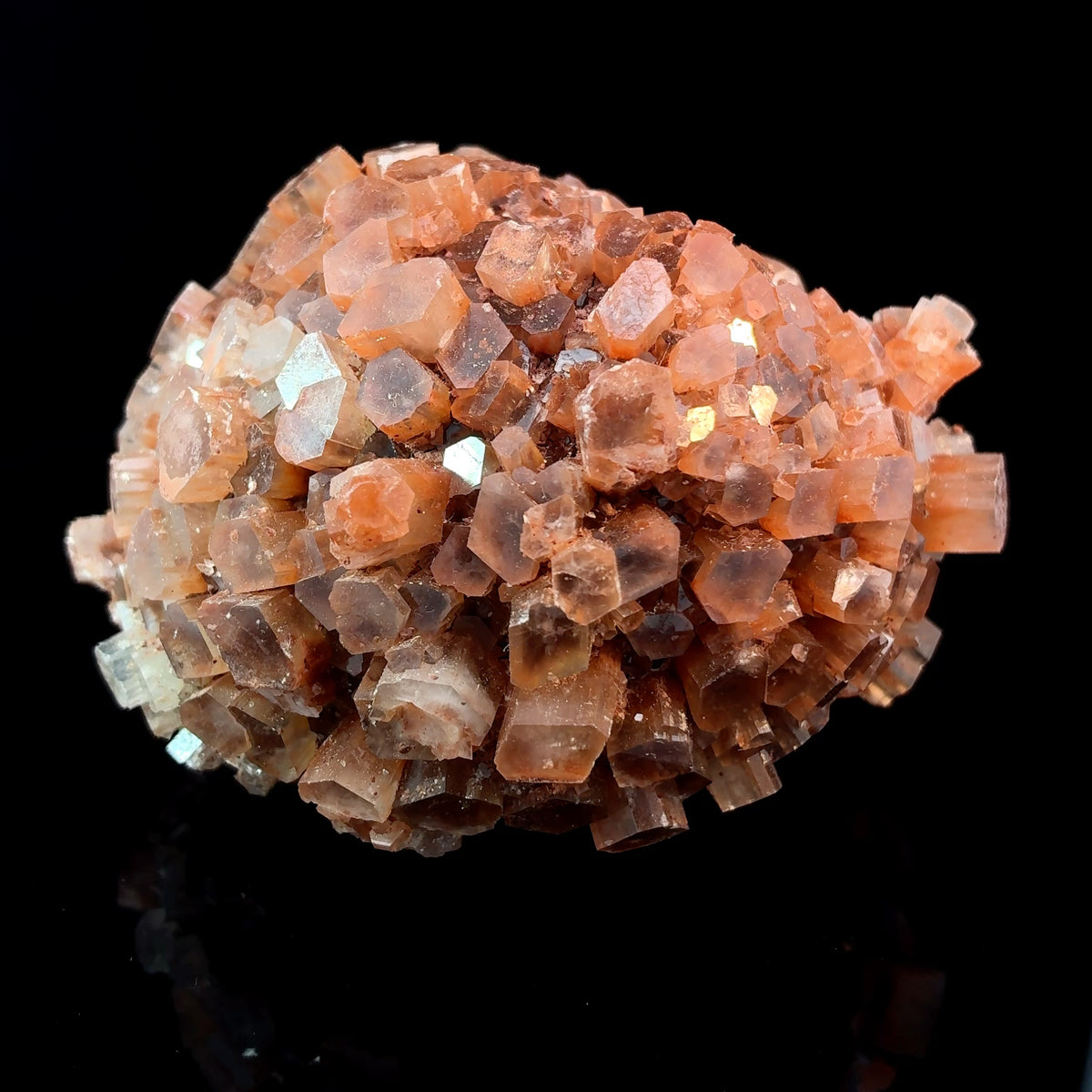 Natural red aragonite crystal specimen from Morocco, 347 grams, measuring 80 x 71 x 54 mm