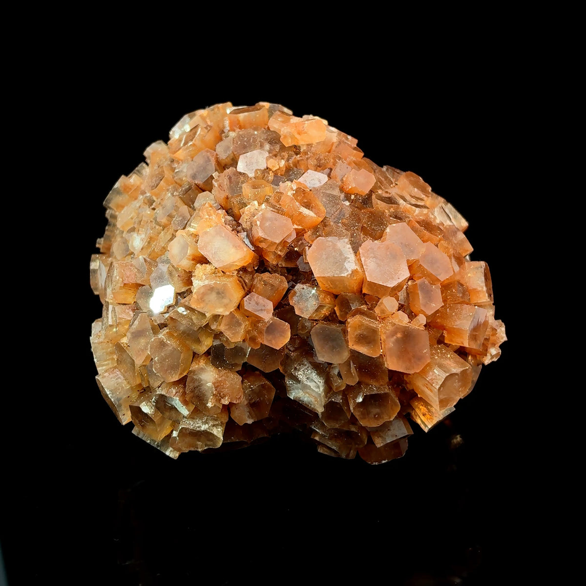 Natural red aragonite crystal cluster from Morocco, 316 gram mineral specimen measuring 72 x 74 x 53 mm