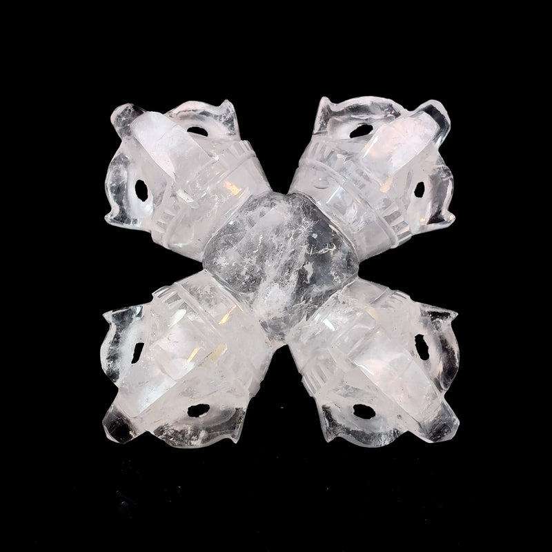 Hand-Carved Clear Quartz Double Dorje (Vishvavajra) – Spiritual Crystal Symbol