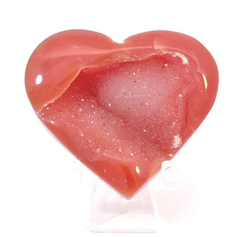 Polished Carnelian Heart with Natural Druzy Quartz Cavity – Madagascar, 49g