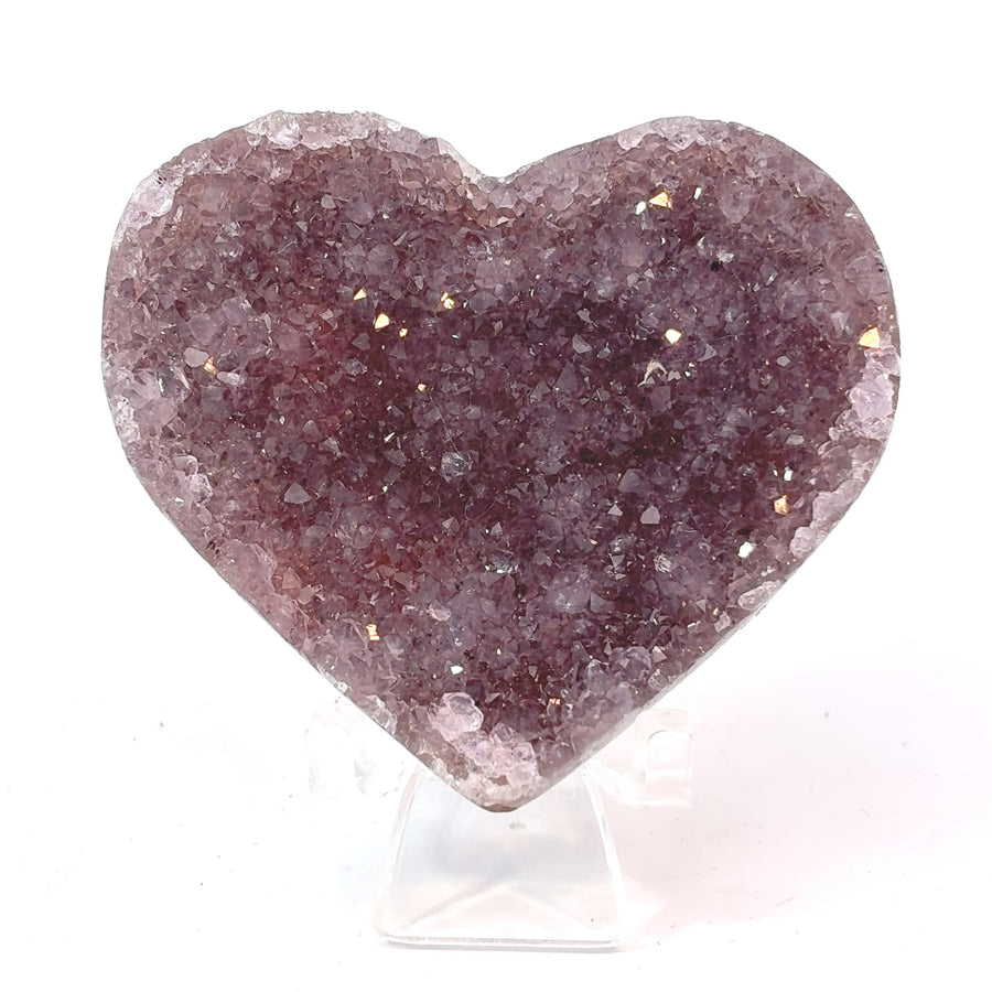 Druzy Amethyst carved heart from Brazil with natural purple crystal surface, 62 grams, 62 x 55 x 15 mm
