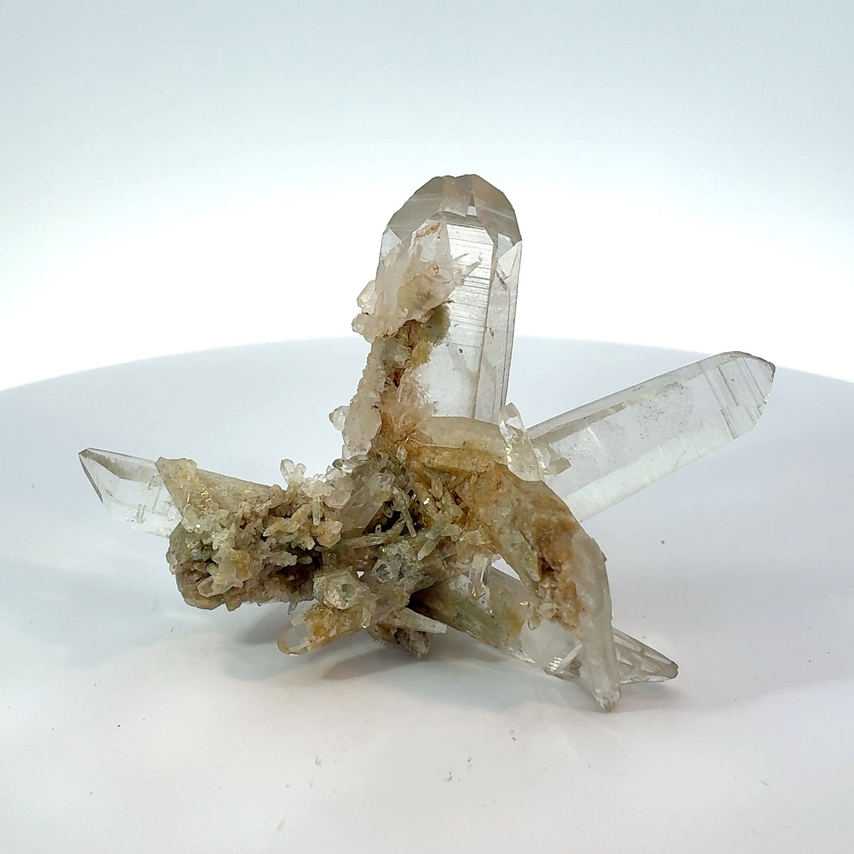 Natural Himalayan Quartz with Chlorite crystal spray mineral specimen, 39.8 grams, measuring 75 x 39 x 54 mm