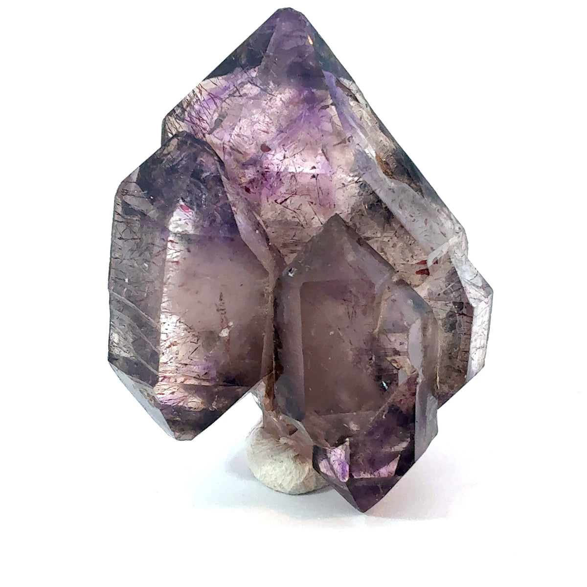 Natural Smoky Amethyst scepter crystal with red Hematite needle inclusions from Zimbabwe, 43.5 grams