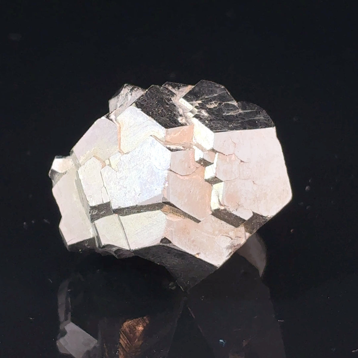 Natural Pyrite crystal from Spruce Ridge Washington with modified pyritohedron form and high metallic luster, 34.2 grams