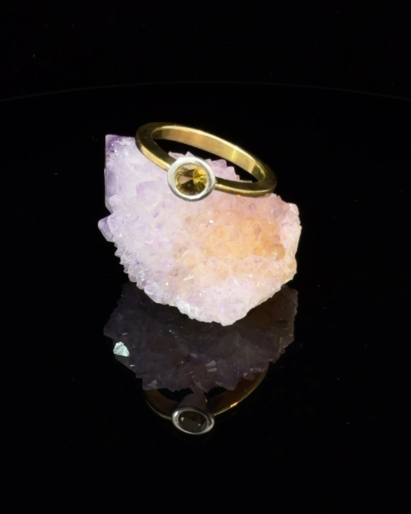 Yellow Tourmaline in Brass and Sterling