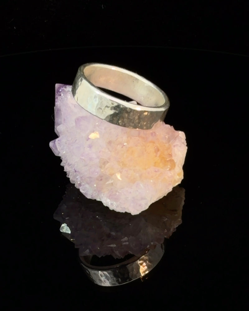 Hammered Textured Silver Band Ring