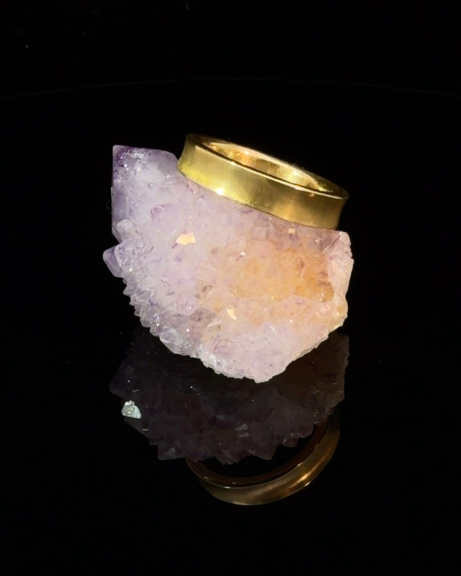 Polished yellow brass wide band ring with a smooth minimalist design in size 8.5 featuring a contemporary high-polish finish.
