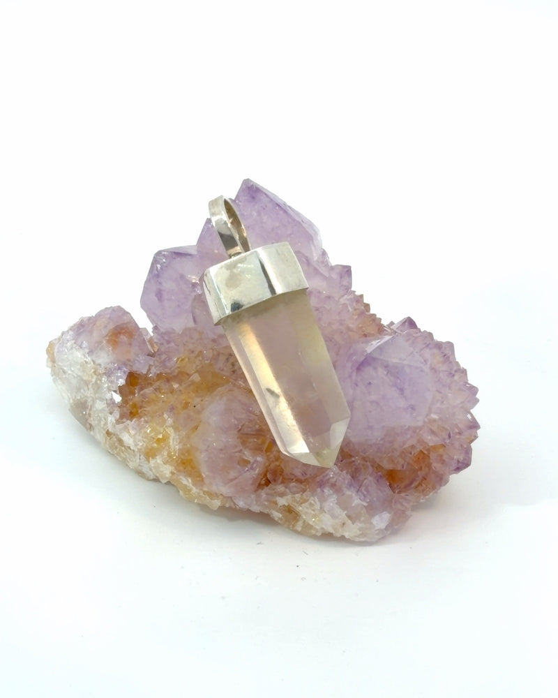 Quartz Crystal Point Pendant in Silver