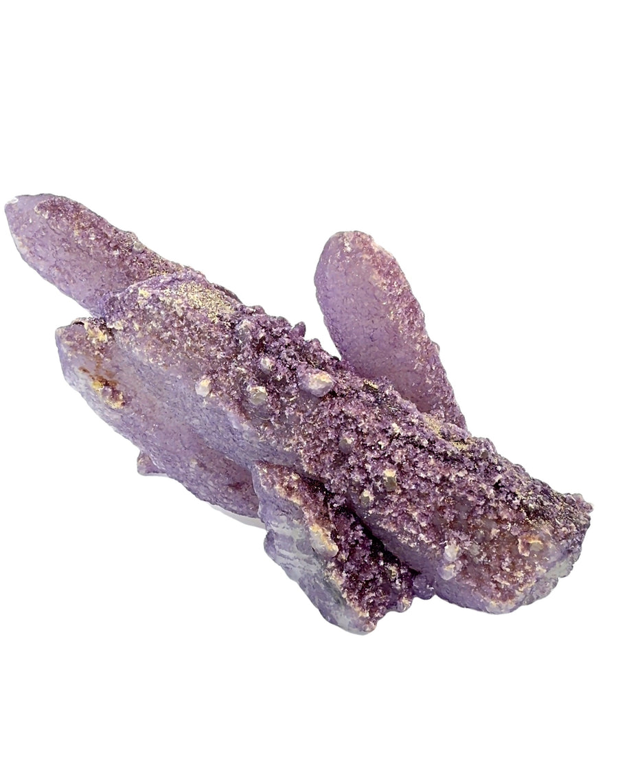 Fluorite coated candle Quartz from Mongolia