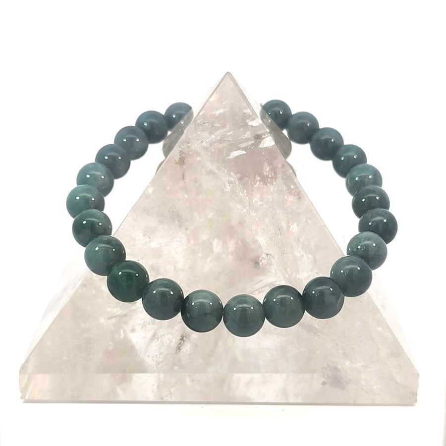 a genuine green jade stretch bracelet featuring natural gemstone beads.