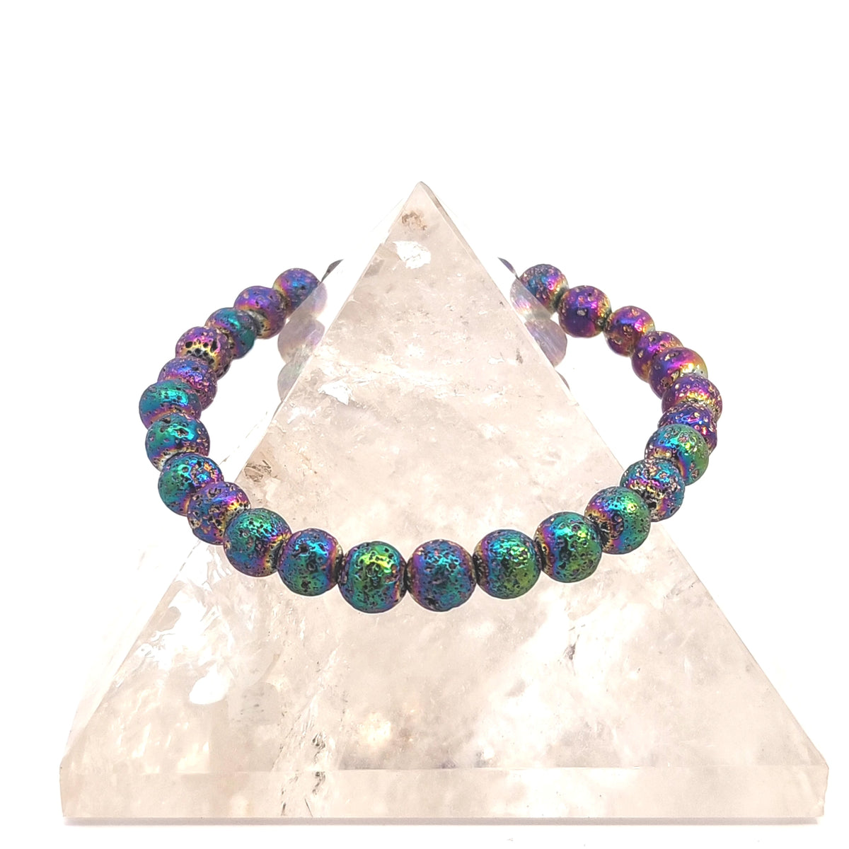 Stretch Bracelet - Titanium coated Lava Rock