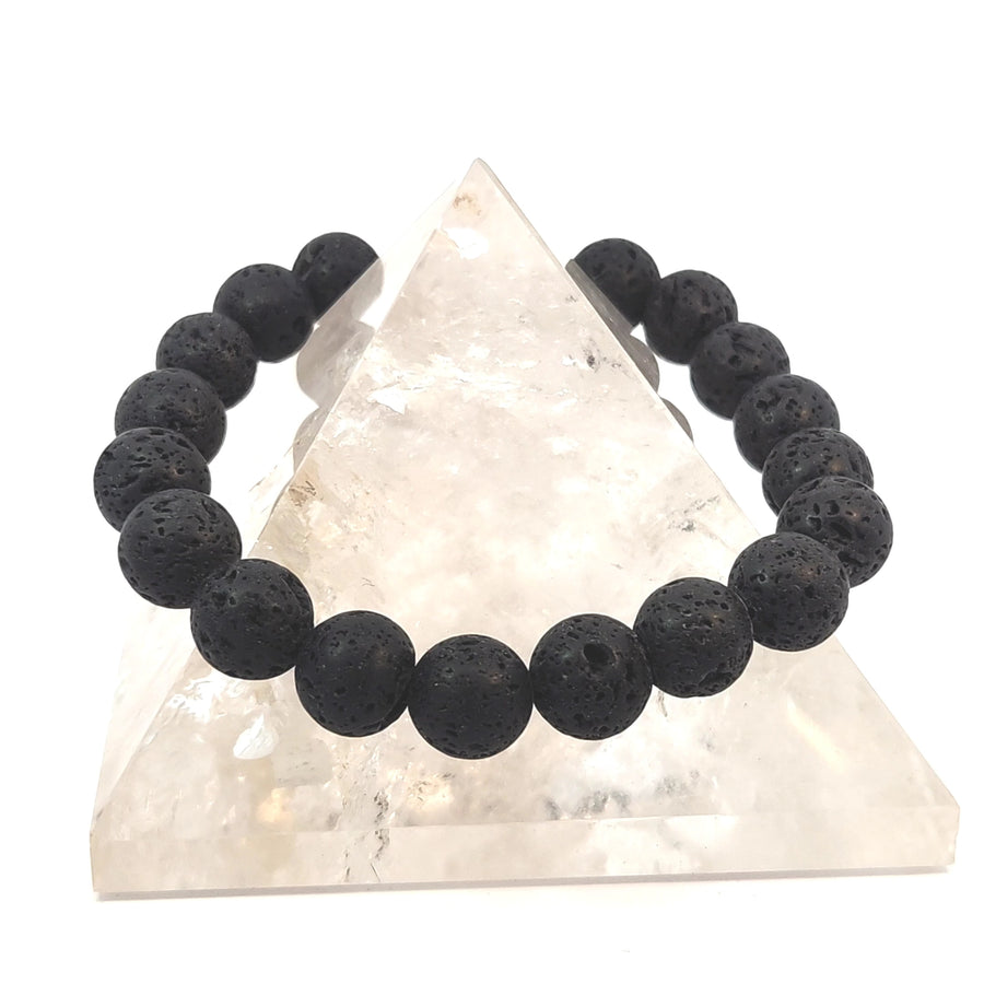Natural lava rock stretch bracelet featuring genuine volcanic stone beads.