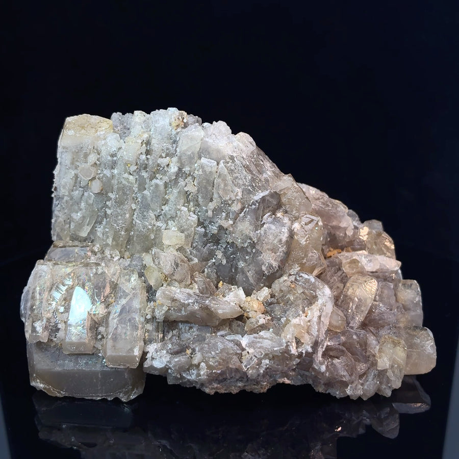 Natural Peruvian Barite crystal specimen with pale tabular geometric crystals displayed as a collectible mineral.
