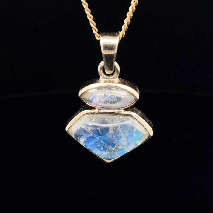 14K Gold Moonstone Pendant | Natural Moonstone Gemstone Necklace