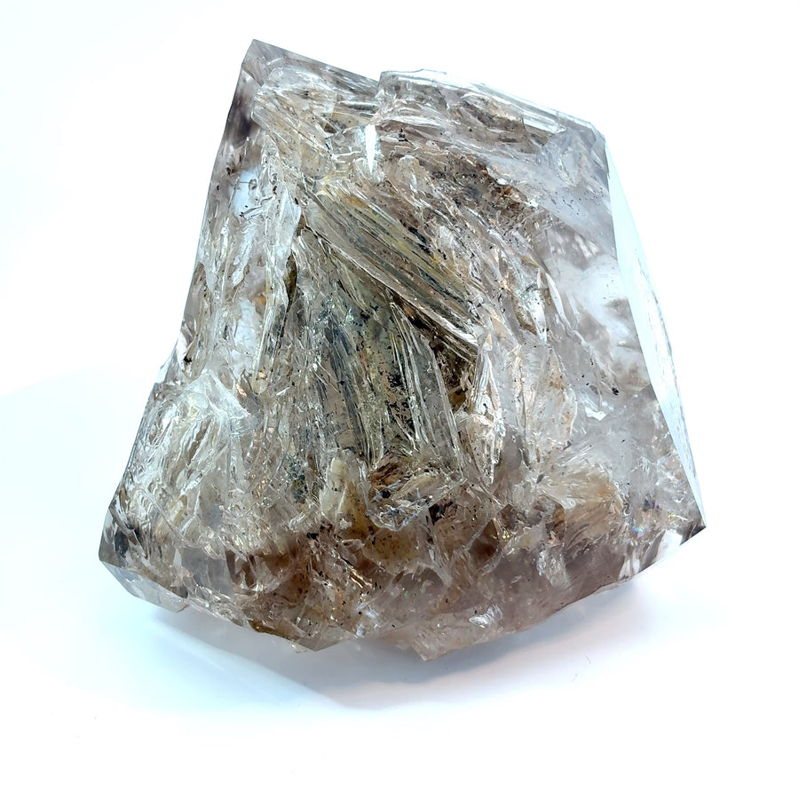 Large smoky skeletal Herkimer Diamond quartz crystal from Little Falls, Herkimer County, New York weighing 505 grams with naturally double-terminated skeletal crystal formation.