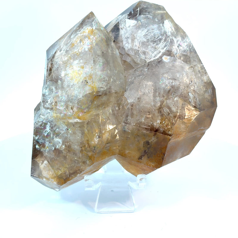 Large smoky skeletal Herkimer Diamond quartz crystal from Little Falls, New York weighing 390 grams with natural skeletal crystal formations.