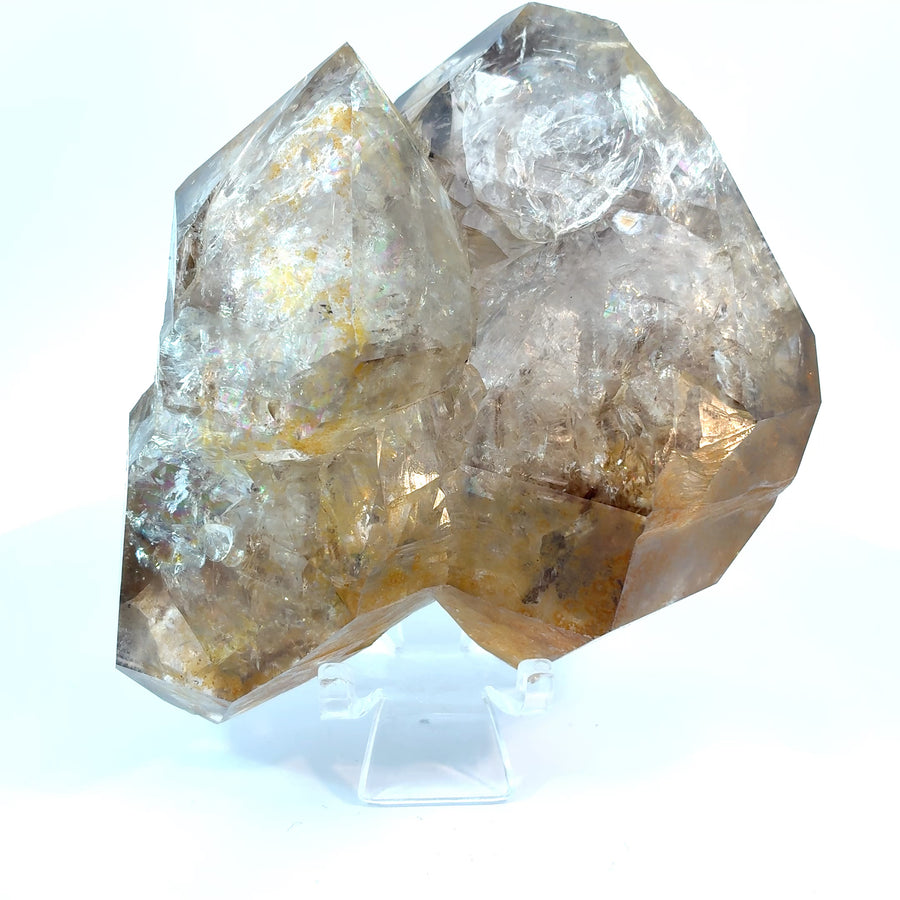 Large smoky skeletal Herkimer Diamond quartz crystal from Little Falls, New York weighing 390 grams with natural skeletal crystal formations.