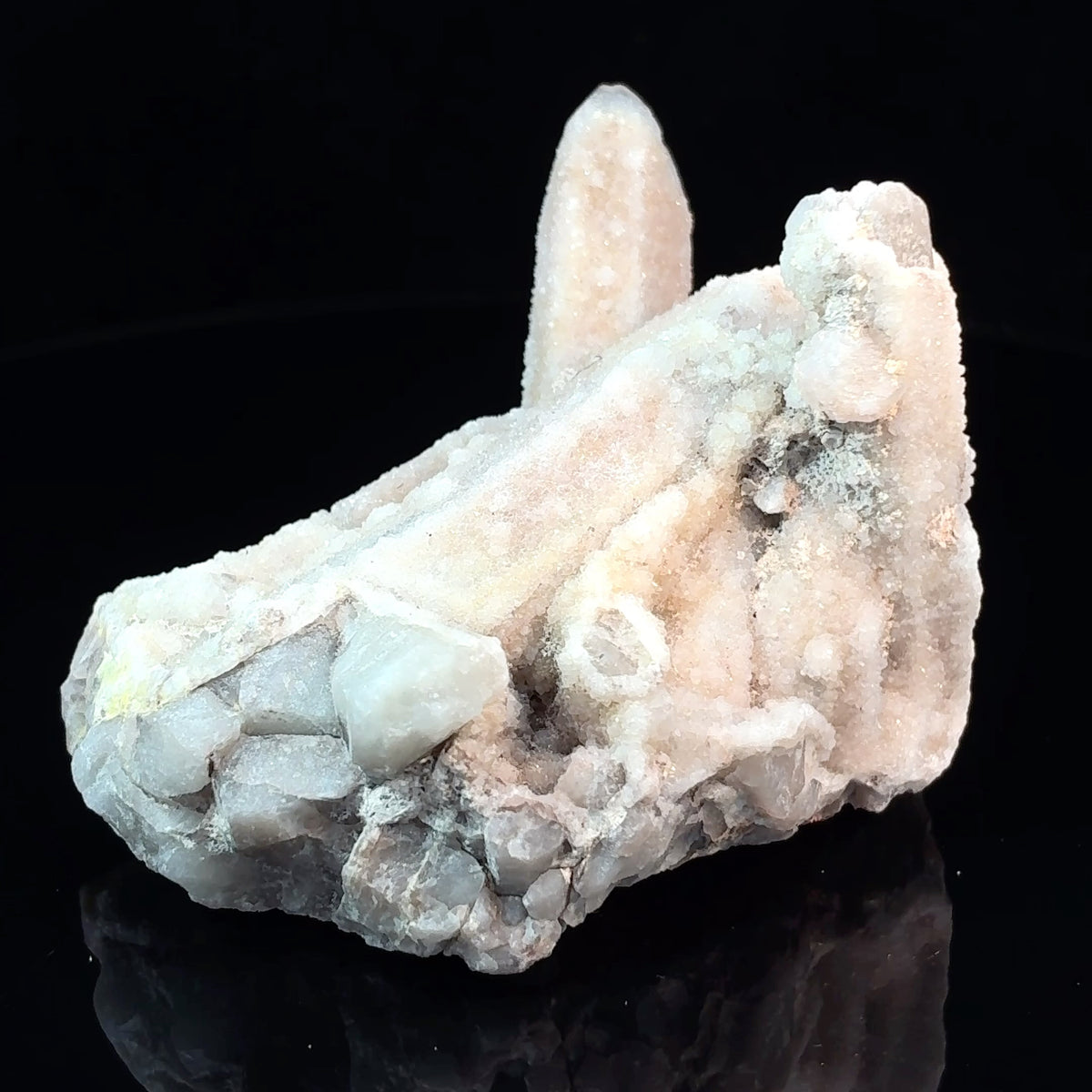 Natural Druzy Spirit Quartz crystal specimen with secondary quartz growth, 73.1 grams, measuring 57 x 36 x 47 mm
