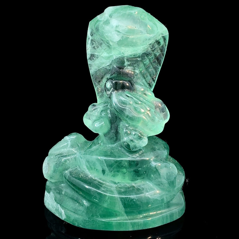 Green Fluorite Cobra Carving – Natural Crystal Snake, 190g