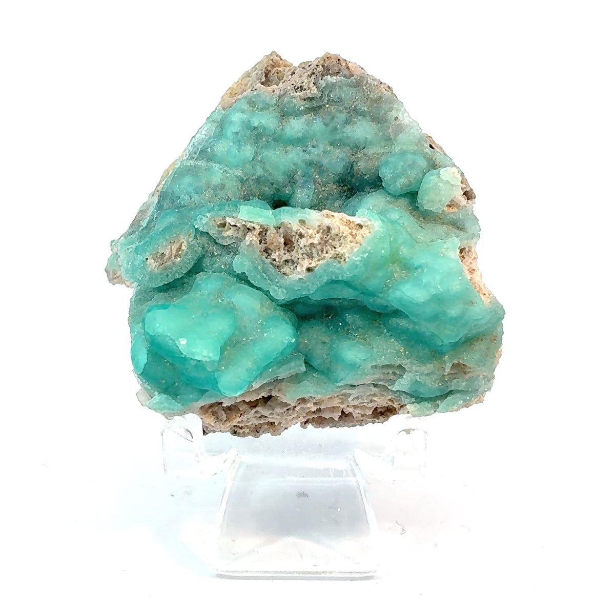 Natural blue Smithsonite mineral specimen weighing 78 grams and measuring 48 x 46 x 27 mm
