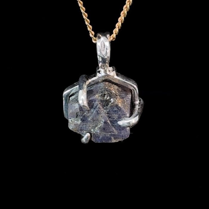 Rough African Blue Sapphire Ring in Sterling Silver – Prong Set Natural Gemstone