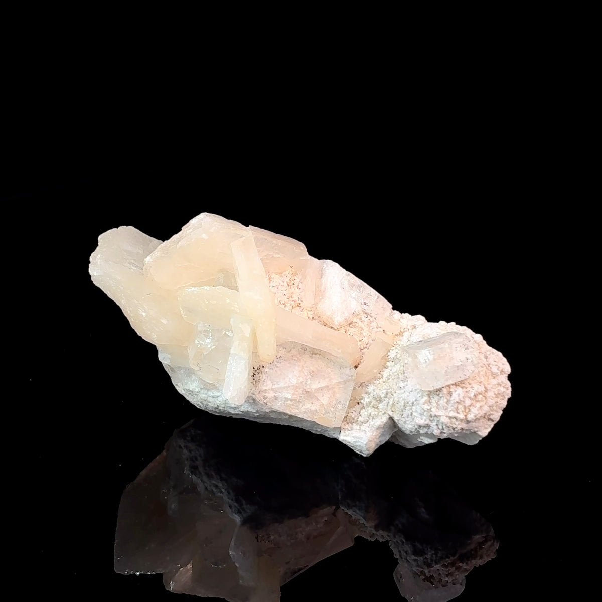 Small Apophyllite and Stilbite mineral specimen with clear apophyllite crystals, 29 grams