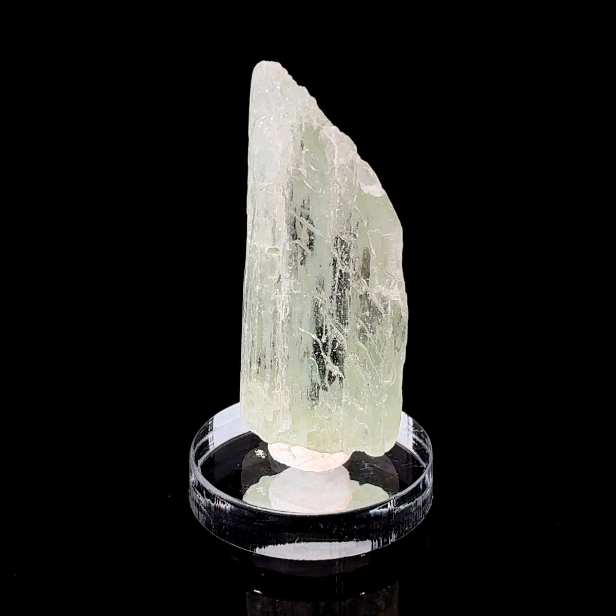 Natural light green Kunzite Crystal from Afghanistan, 10.7 gram mineral specimen measuring 39 x 16 x 9 mm
