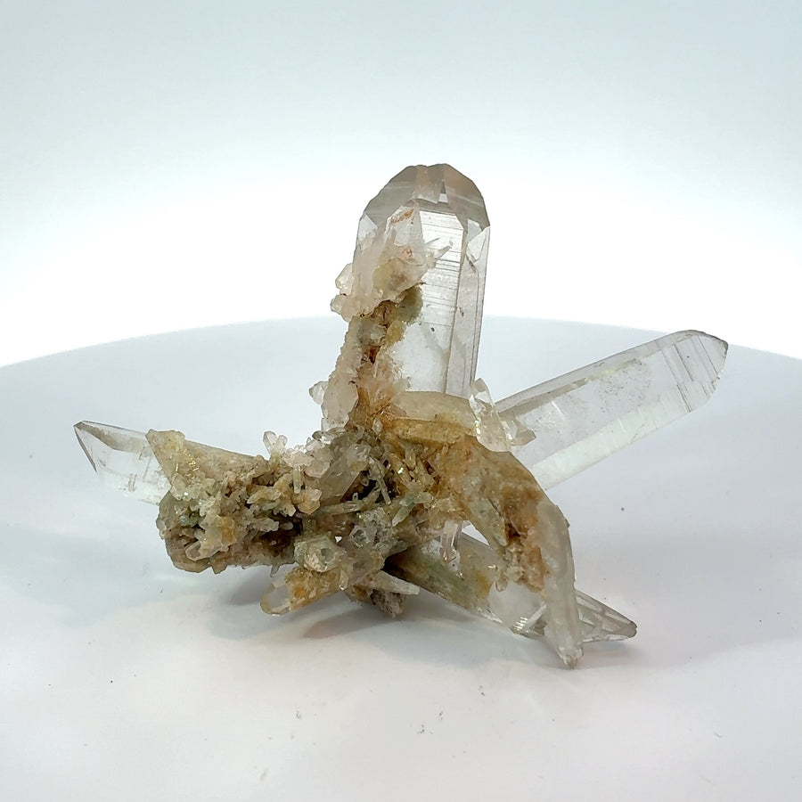 Natural Himalayan Quartz with Chlorite crystal spray mineral specimen, 39.8 grams, measuring 75 x 39 x 54 mm