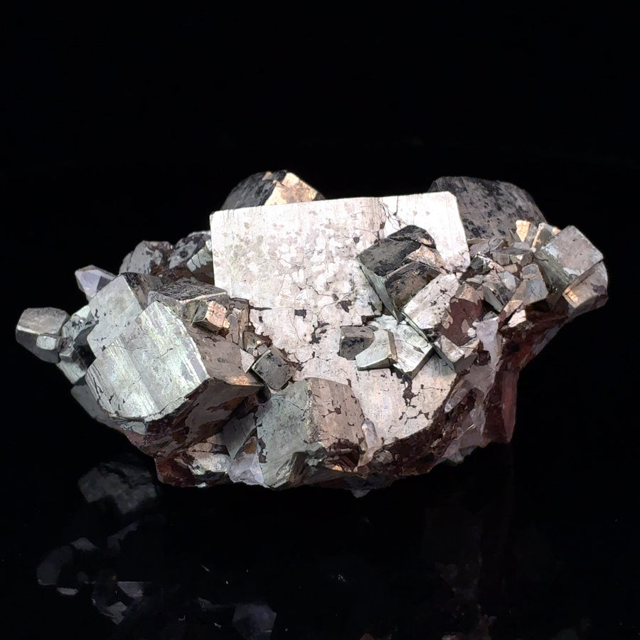 Natural Pyrite crystal with small Quartz crystal from Spruce Ridge, Washington, 109.8g modified cubic mineral specimen