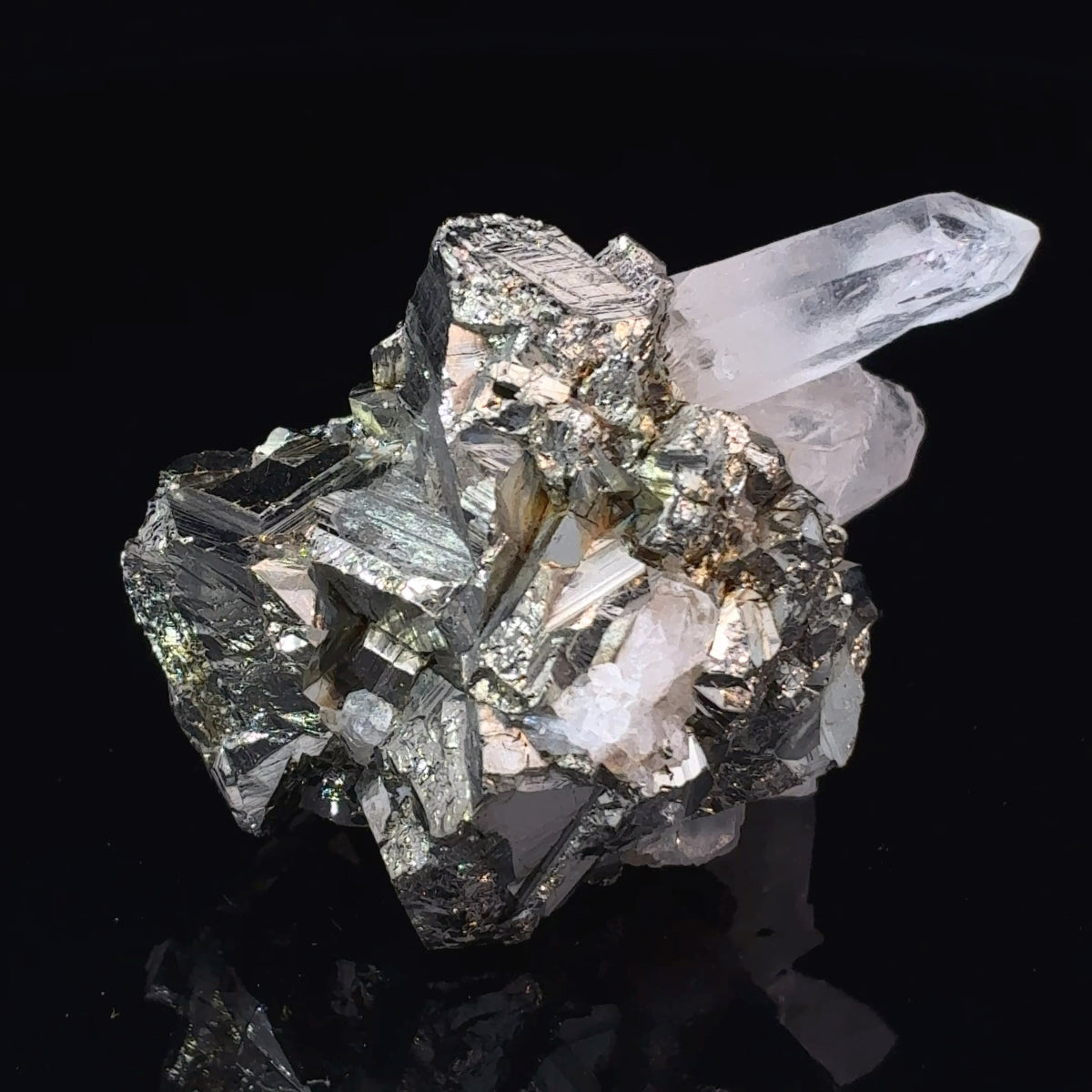 Natural Pyrite cluster with Quartz from Spruce Ridge, Washington, 34 gram mineral specimen measuring 40 x 31 x 22 mm