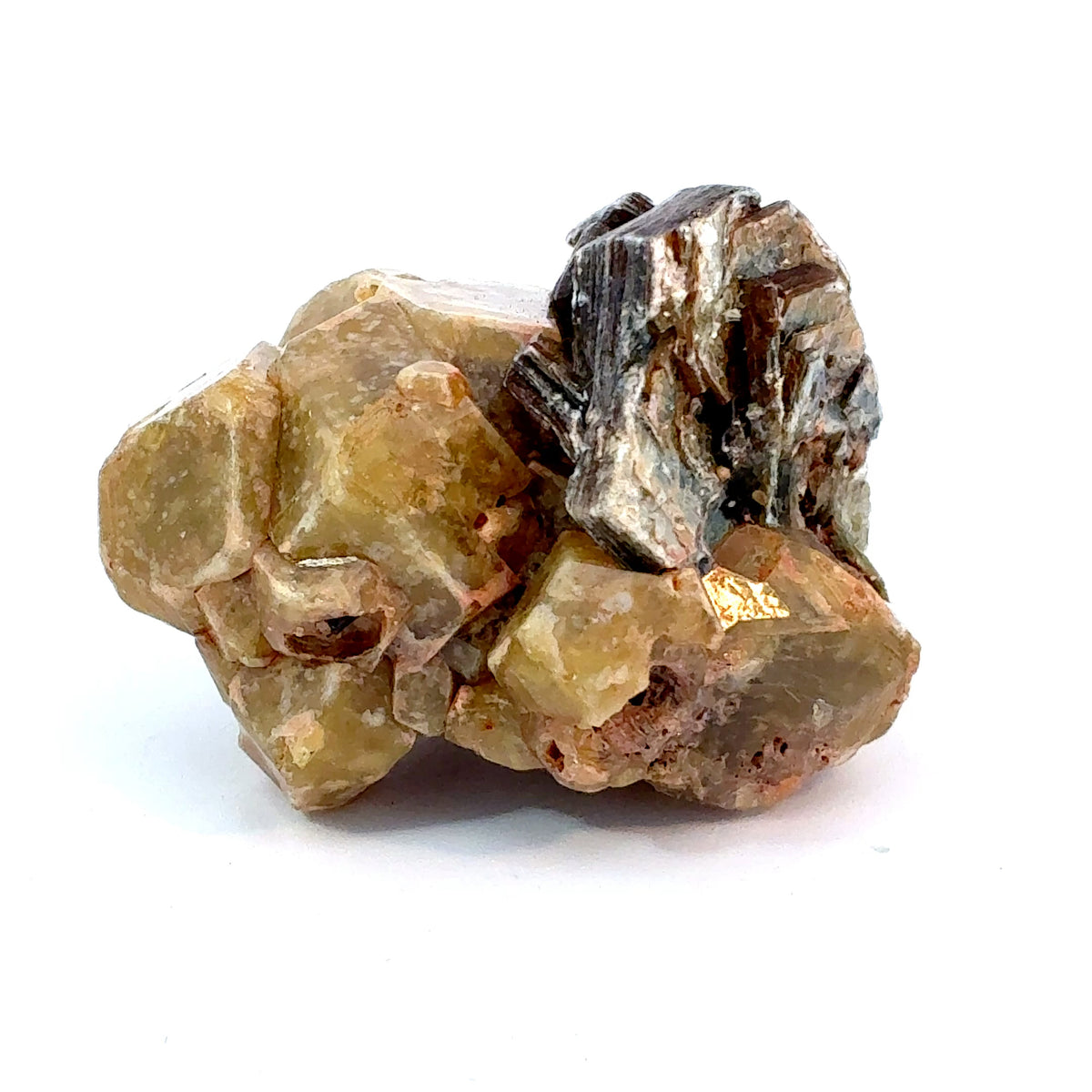 Natural Green Garnet cluster with Muscovite mineral specimen, 25.4 grams, measuring 34 x 26 x 25 mm
