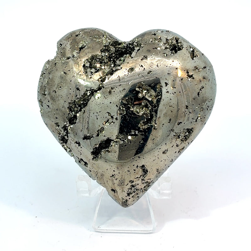 Carved Pyrite Heart from Peru – Natural Pyrite Crystal, 144.9g