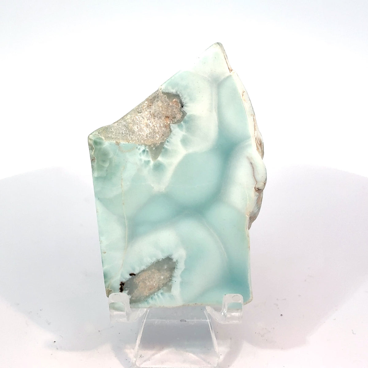 Polished Larimar slab from the Dominican Republic, natural blue Pectolite crystal specimen, 58 grams, 59 x 39 x 13 mm