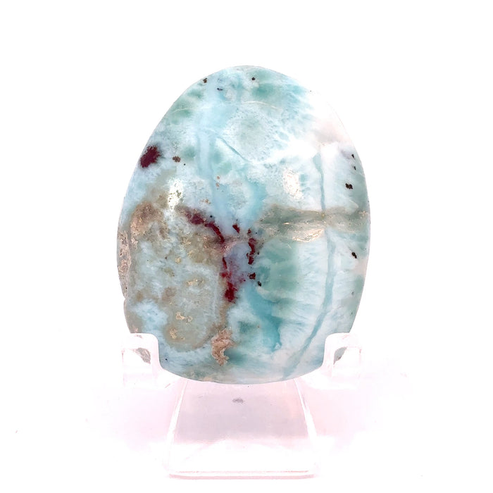 Natural Larimar Mini Palm Stone – Polished Freeform Oval, Dominican Republic, 29.1g