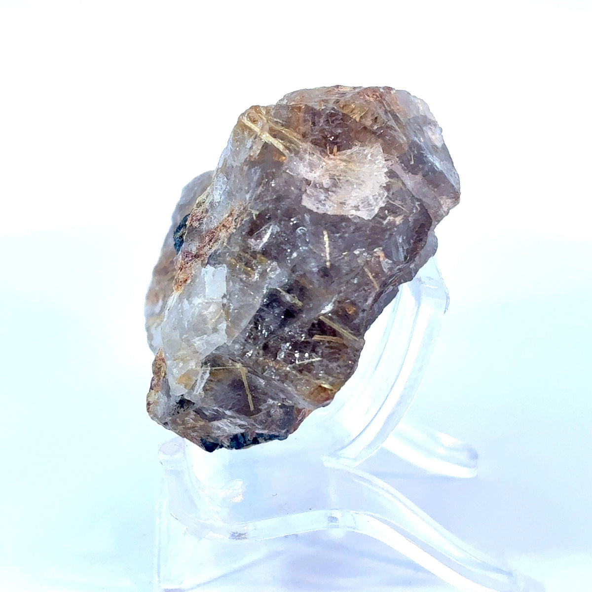 Natural Rutilated Quartz mineral specimen from Brazil with exposed Rutile crystals and Rutile inclusions, 47.9 grams