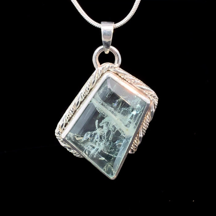 Nigerian Aquamarine Pendant in Sterling Silver – Hand-Cut Gemstone, 12.3g