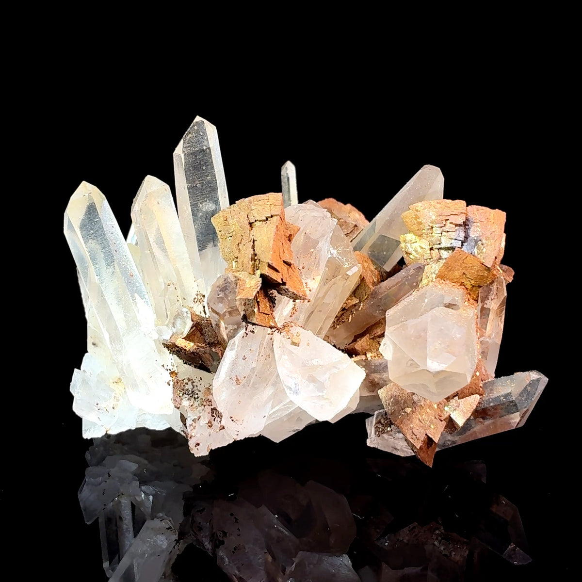 Natural Ankerite on Quartz mineral specimen with golden shimmering coating from Spruce Ridge, Washington, 79.5 grams